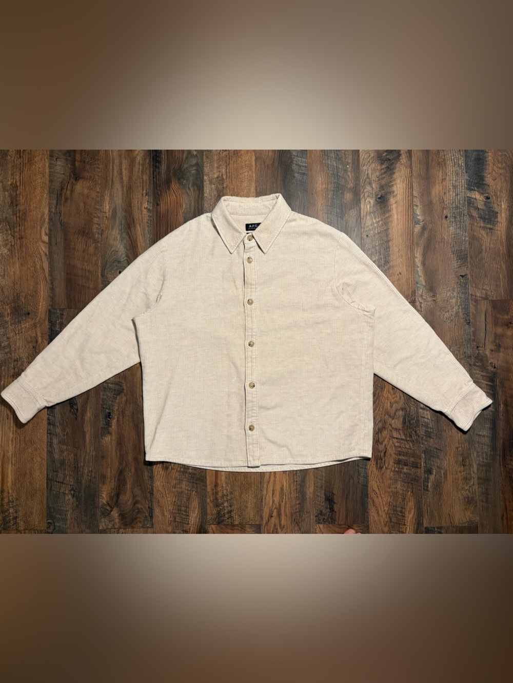 A.P.C. Bobby Cream Corduroy Overshirt XXL Made in Tunisia